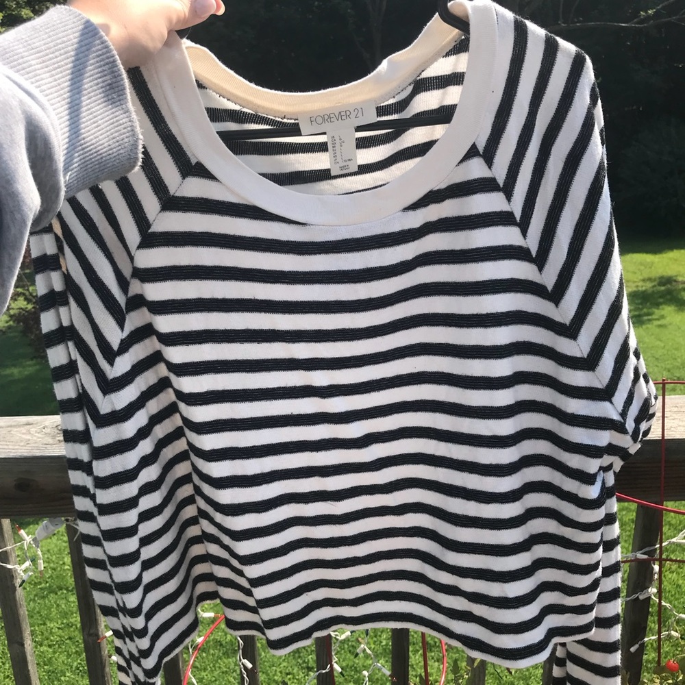 Forever 21 cropped striped long sleeve
